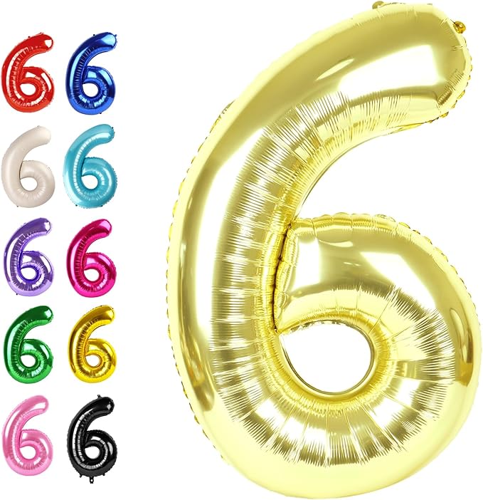 2026 Champagne Gold 40 Inch Mylar Foil Number 6 Balloon, Birthday Balloons for 6 16 Boy Girl Party Decorations Supplies,Light Gold Big Helium Balloon Numbers for 26 36 46 60 Men Women Anniversary