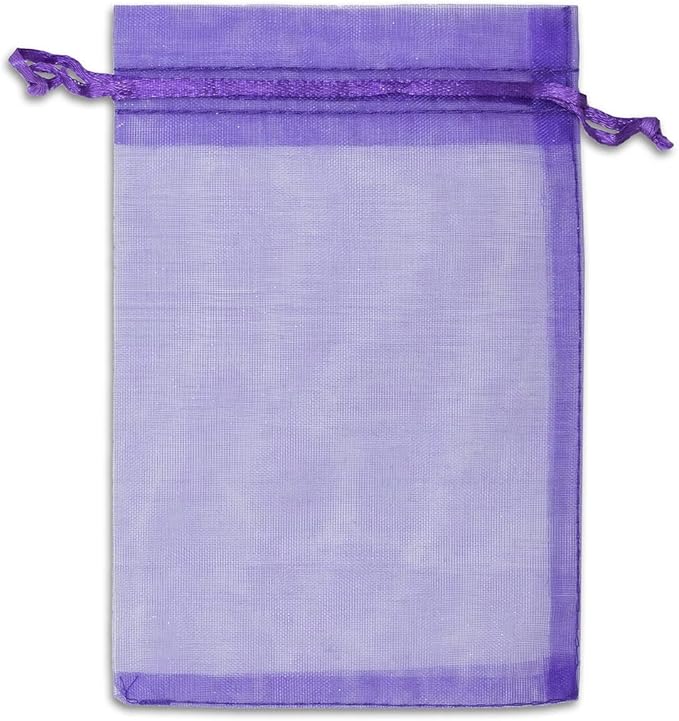 TheDisplayGuys 100-Pack 4x6 Purple Sheer Organza Gift Bags with Drawstring, Jewelry Candy Treat Wedding Party Favors Mesh Pouch