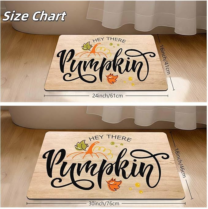 Happy-Thanksgiving Hello Fall Door Mat, Pumpkin Welcome Mat for Indoor Outdoor Entrance Floor Mats Non Slip Vintage Doormat for Autumn Halloween Thanksgiving Farmhouse Decor, 30"x18"inch