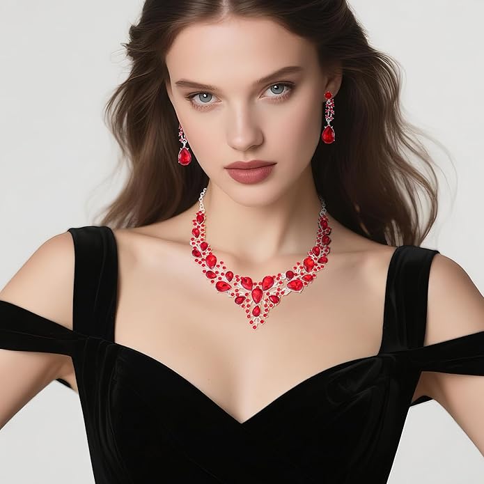 Kamirola Tiaras and Crowns for Women,Tiaras Earrings Necklace, Crystal Bridal Jewelry Set（TR83