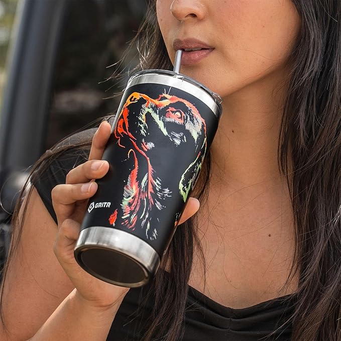 GRITR Stainless Steel Tumbler – 20oz/30oz, Insulated & Leakproof, Hot or Cold Drinks Anywhere, Travel Tumbler with Straw and Lids for Coffee, Water & Smoothies