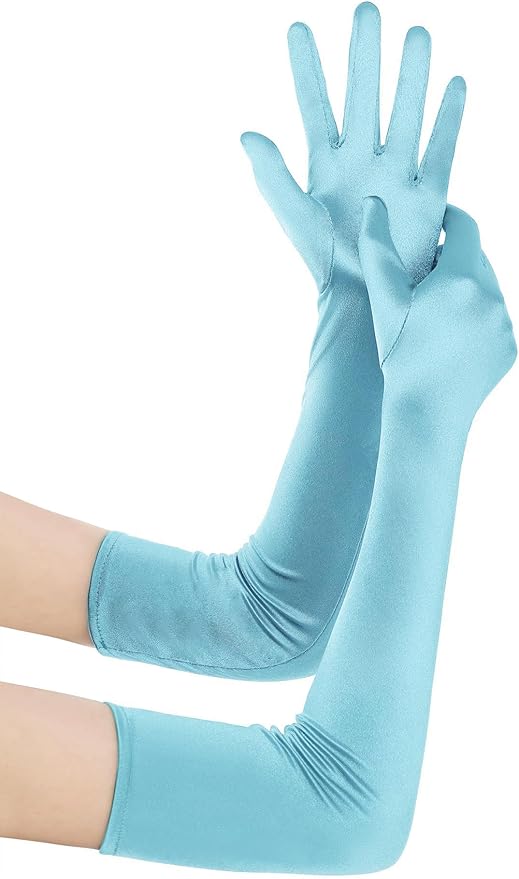 BABEYOND Long Opera Party 1920s Satin Tea Party Gloves Costume Stretchy Adult Size Elbow Length Bridal Gloves