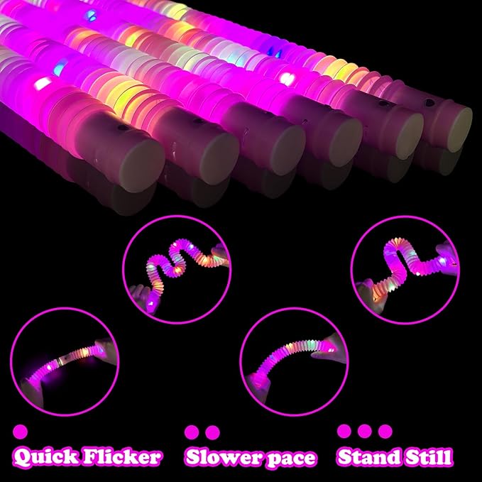 24 PCS Pink Glow Sticks Party Favors for Kids,LED Light up Pop Tubes for Toddlers, Christmas Neon Necklaces Bracelets Accessories,Glow Birthday Dance Wedding Camping Party Supplies Decorations