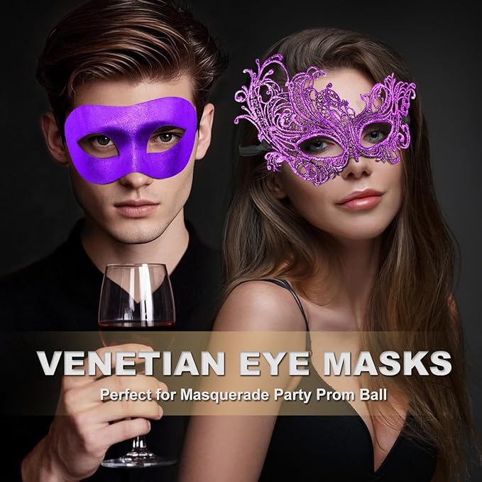 Couple Masquerade Mask for Women Men Venetian Mask Halloween Mask for Party Prom Ball Costume Lace Mask