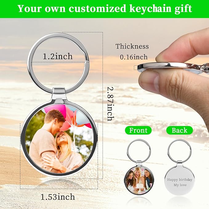 Double Side Custom Keychain with Picture Personalized Engraving Photo Text Customized Gifts for Men Women