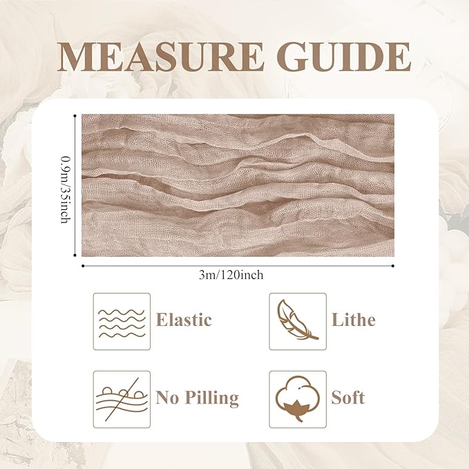 Asee'm 4pcs Cheesecloth Table Runner 120 Inches Long Nude Pink Boho Gauze Cheese Cloth Runner 10FT Rustic Sheer Table Runners for Christmas Wedding Party Baby Shower Spring Easter Decoration