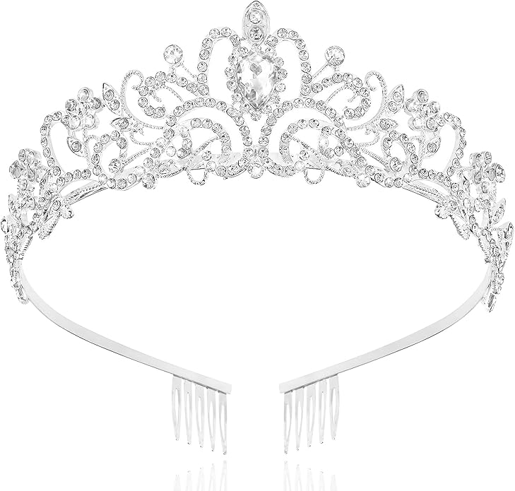 TAROSE Crowns for Women and Girls, Queen Crystal Gold Silver Tiaras with White Rhinestone and Combs, Goddess Crown for Wedding Bride Birthday Princess Bridal Shower Hair Accessories for Women