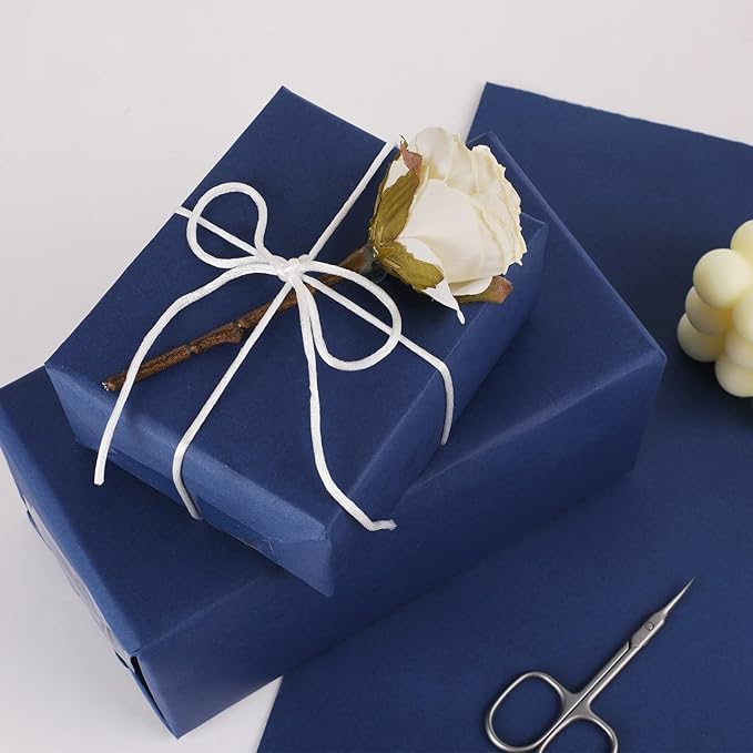 Vanhench 30"×1200"(100') Navy Blue Art Craft Paper, Wrapping Paper Roll for Bulletin Board Bouquet Flower Wrapping, Perfect for Birthday, Valentine's Day, Mother's Day, Holiday, Wedding