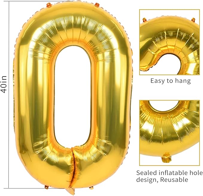 Smlpuame 40 inch Number Balloon 0-9 Gold Large Number 22 Balloons,Digital Balloons for Birthday Party Celebration Decorations Supplies, Helium Foil Number Balloons for Wedding Anniversary