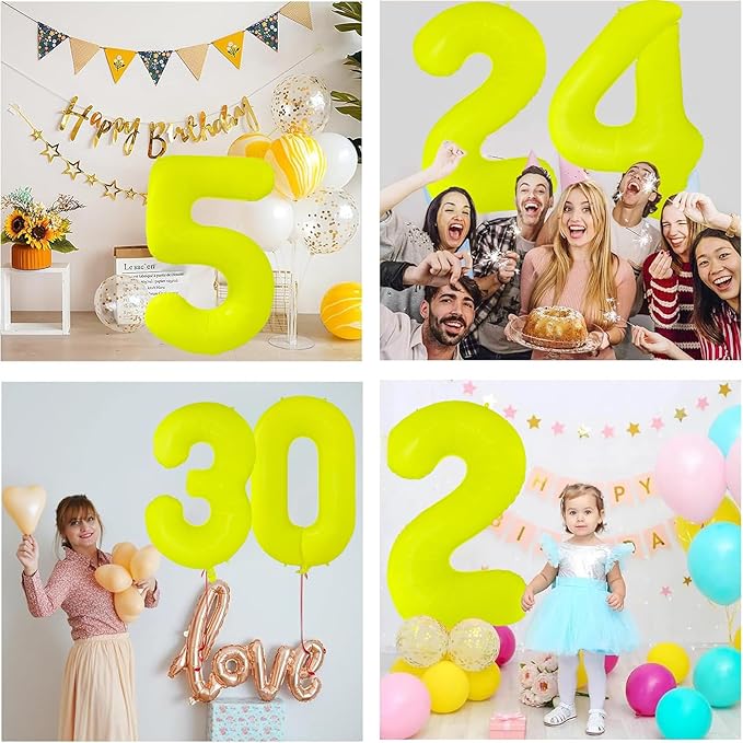 Fluorescent Yellow Number Balloon 40 inch Giant Foil Helium Balloons Yellow Number 9 Balloon for 9th Birthday Party Decorations