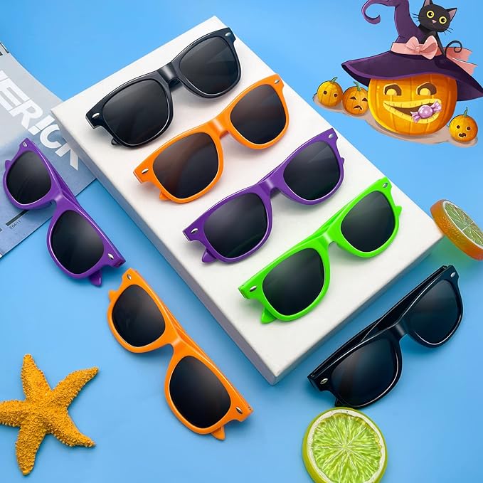 Pibupibu Kids Neon Colors Party Favor Supplies Unisex Sunglasses Pack of 8
