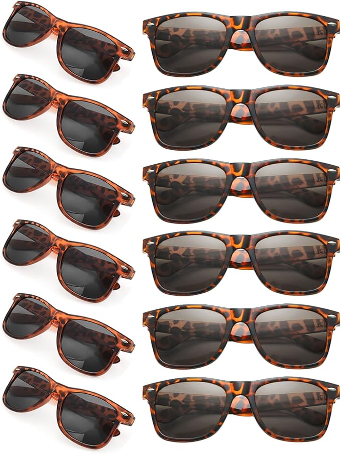 12 Pack Neon Colors Sunglasses Classic Retro Party Favors Sunglasses for Unisex Adult