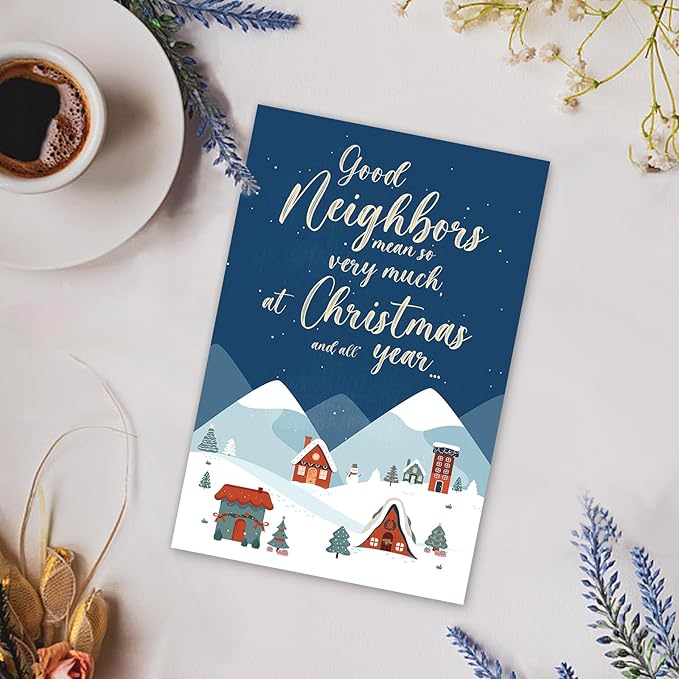 Neighbors Christmas Card, Heartfelt Holiday Greeting to Show Appreciation, Xmas Card Gift Ideal for Next-Door Friends