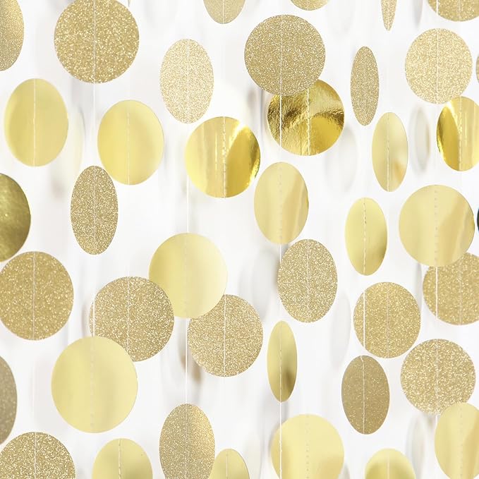 Champagne Gold Engagement Party-Decorations Paper-Garland - 52ft Glitter Wedding Hanging Streamers Banner,Bachelorette Bridal Shower Birthday Christmas Housewarming Backdrop Decor Burgleda