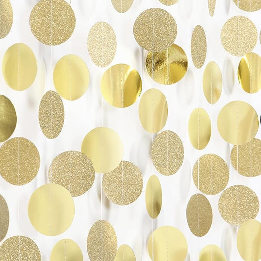 Champagne Gold Engagement Party-Decorations Paper-Garland - 52ft Glitter Wedding Hanging Streamers Banner,Bachelorette Bridal Shower Birthday Christmas Housewarming Backdrop Decor Burgleda