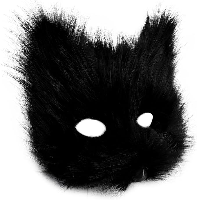 Adolala Faux Fur Fox Tail Cat Wolf Set Plush Mask Fluffy Paw Gloves Halloween Christmas Party for Women