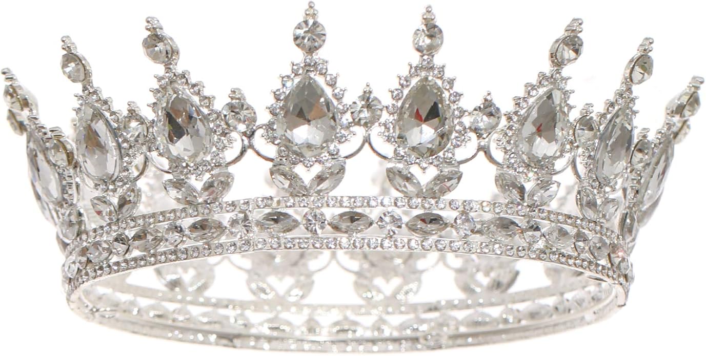 FORSEVEN Queen Crown Rhinestone Wedding Crowns and Tiaras for Women Costume Party Hair Accessories Princess Birthday Crown Crystal Bridal Crown Halloween Decorations Headband