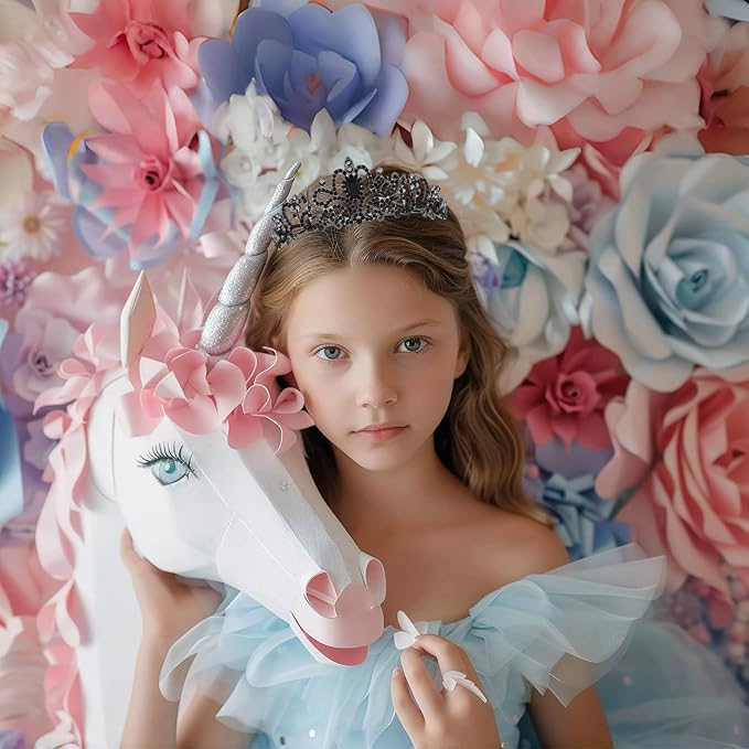 Schmoopy Tiara Crown for Women, Crystal Tiara for Bridal Prom Queen Birthday Birthday Party (A-Black)