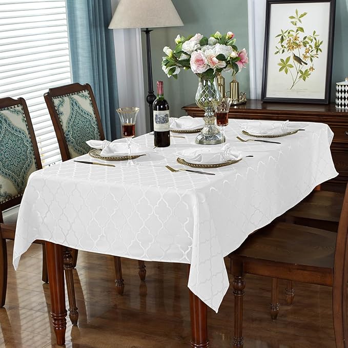 SASTYBALE Jacquard Cloth Napkins 20 x 20 Inch Flower Pattern 4 Pieces Solid Washable Comfortable for Restaurant Family Dinners Weddings Parties and Banquets(Square, 20 inch x 20 inch,White)