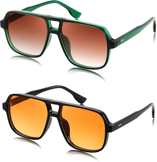 FEISEDY Retro Square Aviator Sunglasses Women Men 70s Vintage Trendy Plastic Frame Sun Glasses B4158