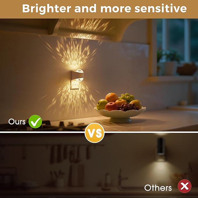 L LOHAS LED Projector Night Light, Plug in Night Light with Dusk to Dawn Sensor,3000K Soft White Projector Nightlight for Kids Playroom Home Theater Party