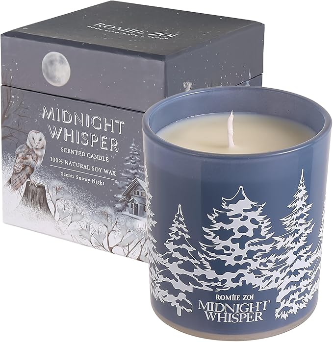 ROMIIE ZOI Christmas Scented Jar Candle - 6oz Soy Wax Candle - Midnight Whisper Infused with Snowy Night Aroma - with Beautiful Keepsake Box Special for Christmas/Holiday Gifts
