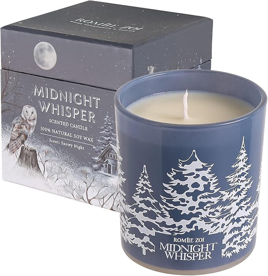 ROMIIE ZOI Christmas Scented Jar Candle - 6oz Soy Wax Candle - Midnight Whisper Infused with Snowy Night Aroma - with Beautiful Keepsake Box Special for Christmas/Holiday Gifts