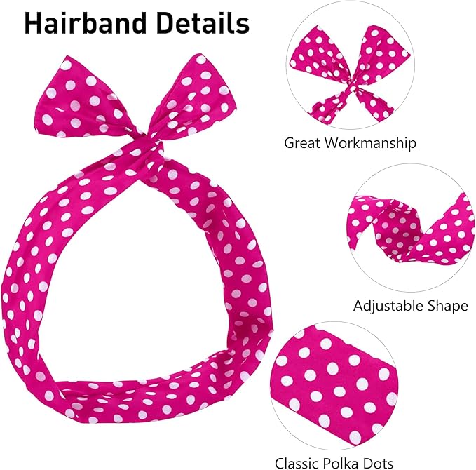 Aneco 6 Pack 50s Set Chiffon Scarf Cat Eye Glasses Bandana Tie Headband Earrings