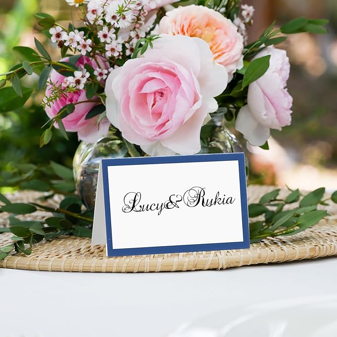 PATIKIL 50Pcs Table Place Cards, 3.5 x 2 Inches Blank Name Place Cards for Table Setting Wedding Reception Buffet, Dark Blue
