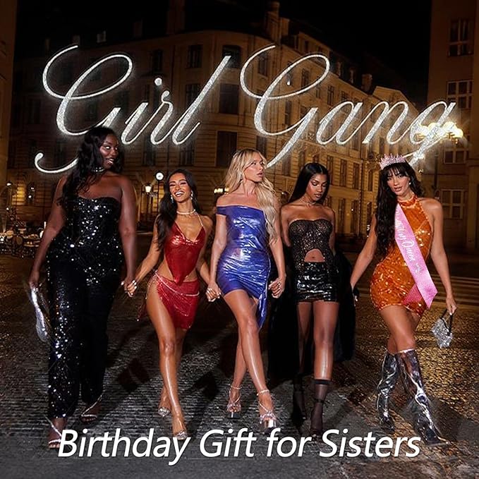 VELSCRUN Birthday Queen Tiara Crowns for Women Girls Pink Crystal Birthday Queen Headband Sash Elegant Princess Crown Happy Birth Party Decorations Mom Sisters Birth Gift Hair Accessories