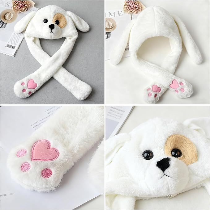 Plush Ear Moving Jumping Hat,Cute Fluffy Cap, Soft Warm HeadWear