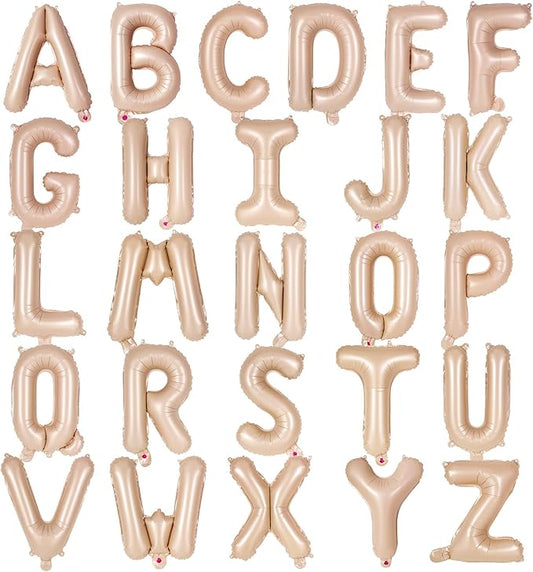 26 Pcs Caramel Letter Balloons,16 Inch Foil Alphabet Letter Balloons,Letter A-Z Balloon Banner Custom Phrase Balloon for Birthday Party Wedding Anniversary Decoration (Caramel 26pcs)