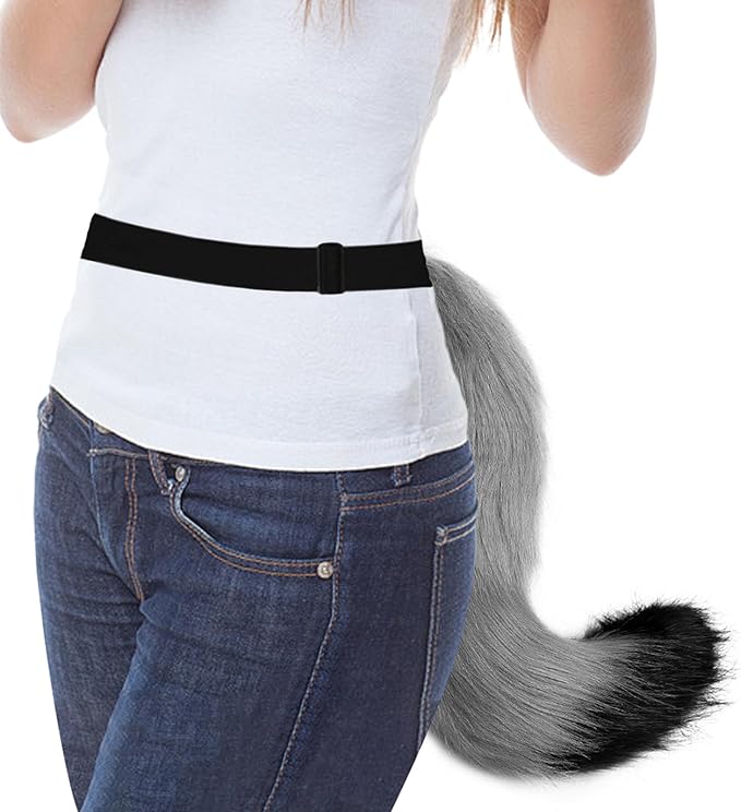 Faux Fur Fox Wolf Tail Animal Dog Furry Tails for Halloween Party Cosplay Accessory