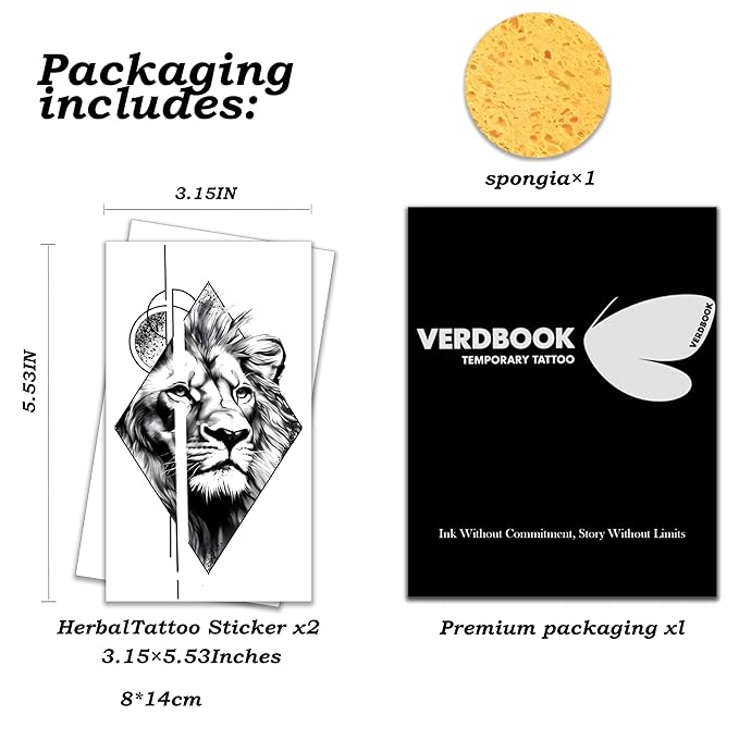 Waterproof Temporary Tattoos: 2-Sheet Tattoo Kit with Realistic Body Stickers, Semi-Permanent Tattoos for Adults Lasting 7-15 Days – Safe for Men & Women, Royal Emblem