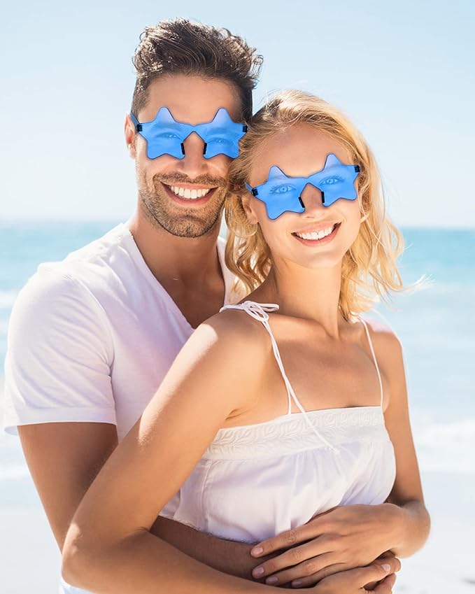 20 Pairs Rimless Star Sunglasses Bulk Transparent Candy Color Star Glasses for Women Men Party Favors