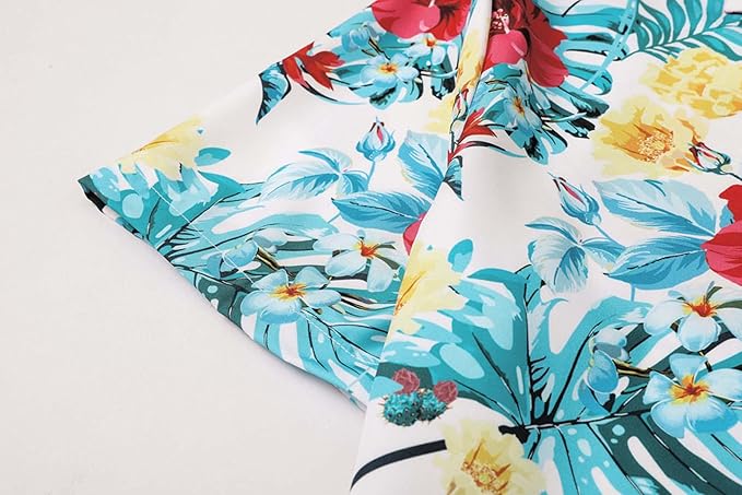 Cromoncent Matching Hawaiian Outfits for Family, Dad and Son Matching Luau Beach Tropical Shirts Mommy Daughter Tropical Sets