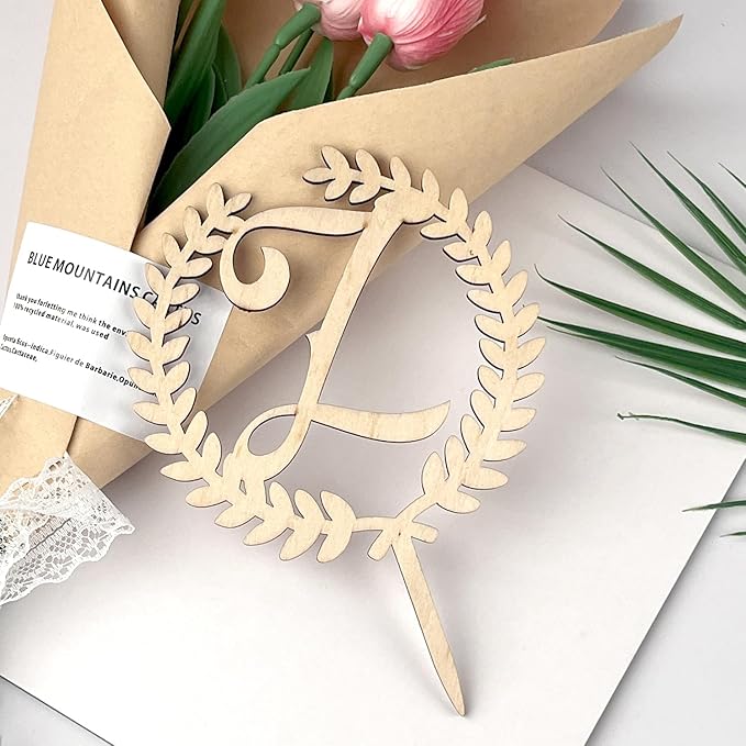 LINGTEER Personalized Inital Letter Z Wooden Cake Topper Perfect for Birthday Rustic Wedding Anniversary Keepsake Party Decoration