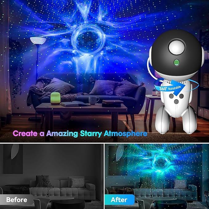 Robot Galaxy Lights Projector, APP Control Star Projector Nebula Light with Remote - Galaxy Star Night Light for Bedroom with Timer and White Noise Kids Adult Gifts for Christmas Birthdays