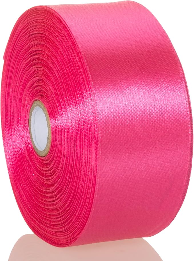 1 1/2 Inch Rose Red Solid Satin Ribbon, 50 Yards Craft Fabric Ribbon for Gift Wrapping Floral Bouquets Wedding Party Decoration