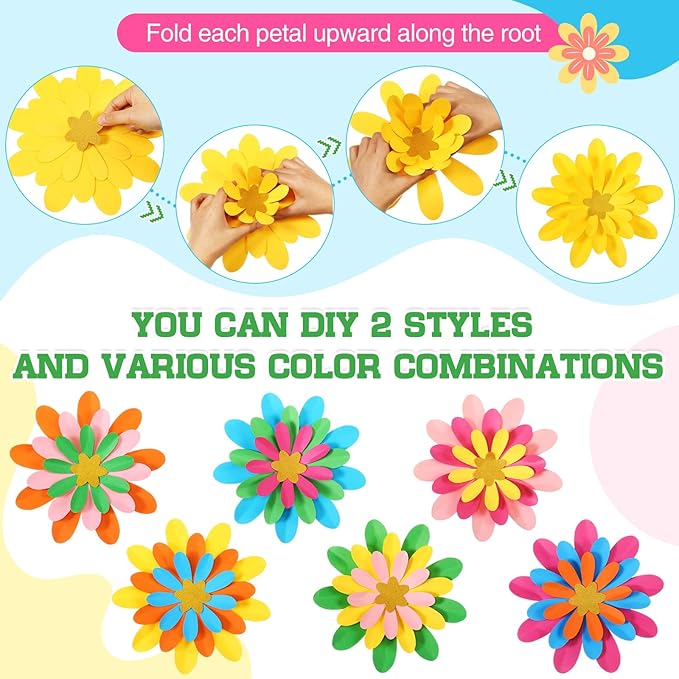18 Pcs Mexican Paper Flowers Decor for Wall DIY Paper Fiesta Bulletin Board 3D Colorful Mexican Backdrop Decoration for Classroom Back to School Carnival and Holiday Party(Rounded Star,Rainbow)