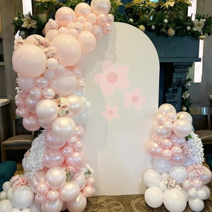 Pearl Pink Balloons Arch Double-Stuffed Baby Light Pink Balloons Garland Thick Balloons Different Sizes 18/12/10/5inch 61pcs Balloon for Wedding Valentines Day Birthday Decor