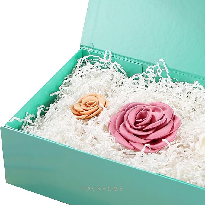 PACKHOME Large Gift Box with Lid 13.5x9x4.1 Inches, Sturdy Collapsible Gift Box with Magnetic Closure (Glossy Green)