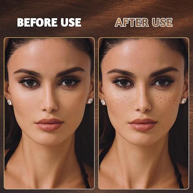 12Pcs Glitter Freckles for Women, Long Lasting Waterproof Holographic Sparkle Temporary Face Tattoo Star Sticker Makeup Patches for Rave Musical Festival Accessories (BROWN FAKE FRECKLES)