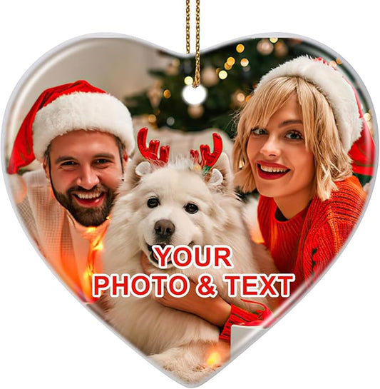 Custom Ceramic Christmas Ornaments with Photo Text - Personalized New Home Christmas Hanging Decorations Decorations