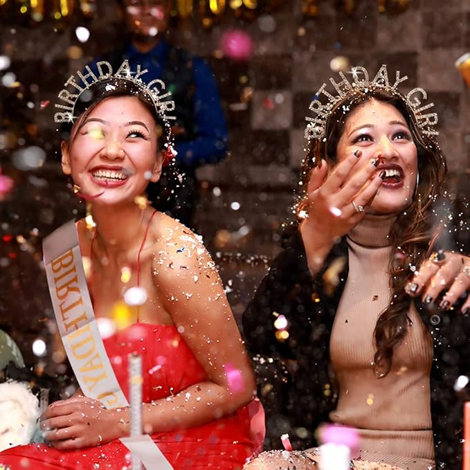 AOPRIE Birthday Girl Crown for Women with Sash Gold Happy Birthday Tiara for Women Headband Princess Crown Rhinestone Accessories