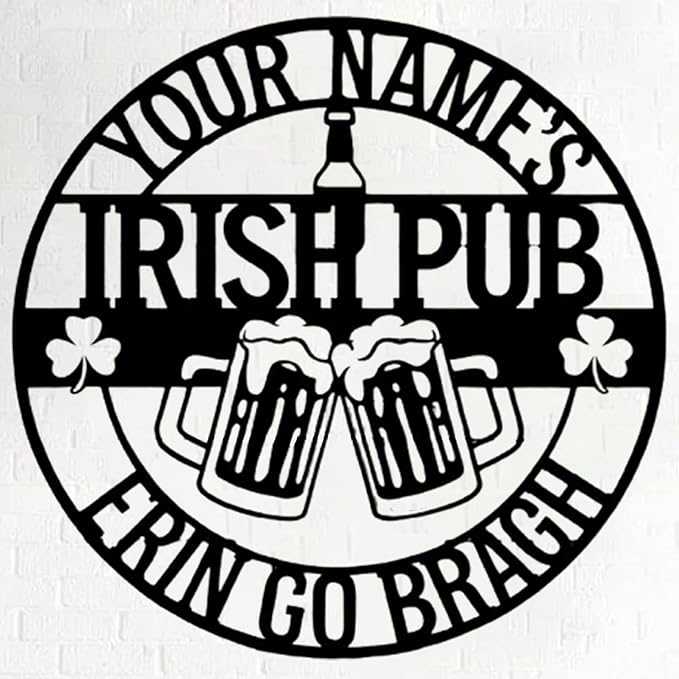 Custom Bar Metal Sign - Personalized Irish Pub Tavern Wall Art with LED Lights, Vintage Metal Plaque for Bar Basement Decor, St. Patrick's Day Decorations and Gifts for Men, Dad, Papa, Beer Lovers
