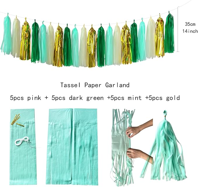 Sage-Green Beige-Gold Baby Shower Party-Decorations - 31pcs Kits Gender Neutral Boy Girl Welcome Baby Banner Flags,Tissue Paper Pom Poms,Tassel Streamers Garland Birthday Decor Panduola