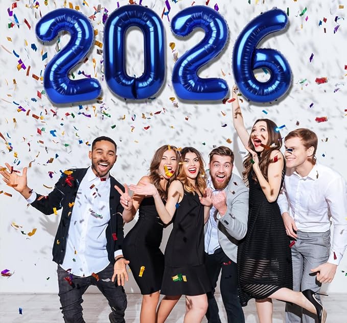 2026 Balloon - Night Blue Birthday Number Balloons, 40 Inch Large Foil Balloons for Men Women Boys Girls Night Blue Themed Birthday Decorations，Number 2026 Balloon