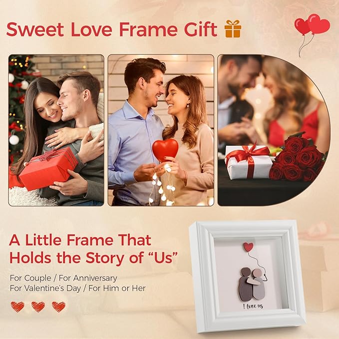 Valentine’s Day Gifts Shadow Box Frame – I Love Us Gifts for Her Him, Cute Couple Gift, 3D Wooden Love Picture Frame, Anniversary Christmas Birthday Gift for Boyfriend Girlfriend Wife Husband