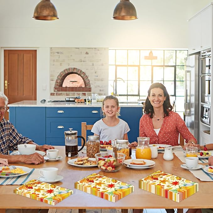 100 Pack Fall Paper Napkins, Autumn Maple Leaves Pumpkin Dinner Party Napkins Disposable Guest Paper Hand Towels Party Supplies for Fall Thanksgiving Harvest Home Dinner Table Bathroom